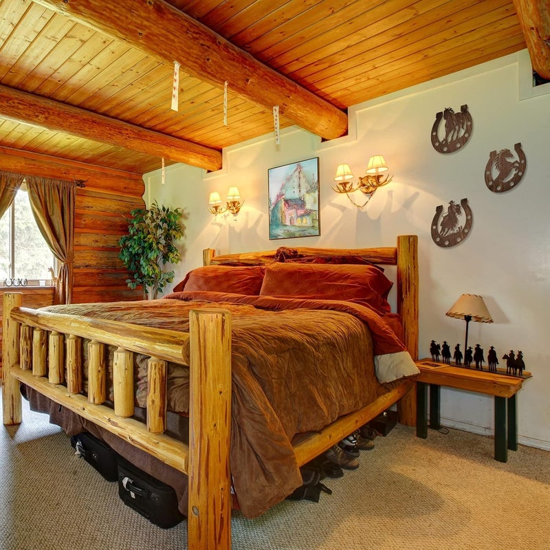 Junkin 3 Pcs Western Wall Decor Horseshoe Wood Wall Art Decor Cowboy Party Decorations Rustic Horse Shoes Decoration Hanging Western Country Cowboy Decorations for Home Bedroom Bathroom - Image 4